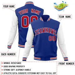 Royal Red Raglan Varsity Full-Snap Letterman Jacket 4
