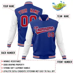 Royal Red Raglan Varsity Full-Snap Letterman Jacket 4