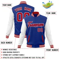 Royal Red Raglan Varsity Full-Snap Letterman Jacket 4