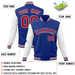 Royal Red Raglan Varsity Full-Snap Letterman Jacket 4