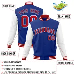 Royal Red Raglan Varsity Full-Snap Letterman Jacket 4
