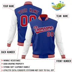 Royal Red Raglan Varsity Full-Snap Letterman Jacket 4