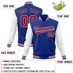Royal Red Raglan Varsity Full-Snap Letterman Jacket 4