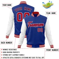 Royal Red Raglan Varsity Full-Snap Letterman Jacket 4