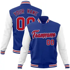 Royal Red Raglan Varsity Full-Snap Letterman Jacket