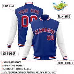 Royal Red Raglan Varsity Full-Snap Letterman Jacket 4