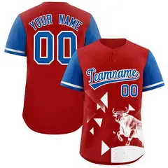 Royal Red Raptor Series Raglan Baseball Jersey Street Style