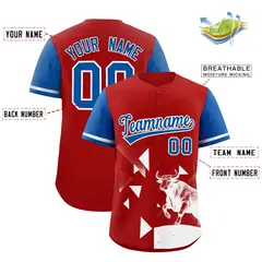 Royal Red Raptor Series Raglan Baseball Jersey Street Style 2