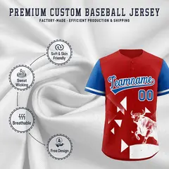 Royal Red Raptor Series Raglan Baseball Jersey Street Style 3