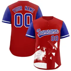 Royal Red Raptor Series Raglan Baseball Jersey Street Style 1