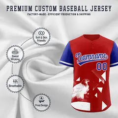 Royal Red Raptor Series Raglan Baseball Jersey Street Style 3