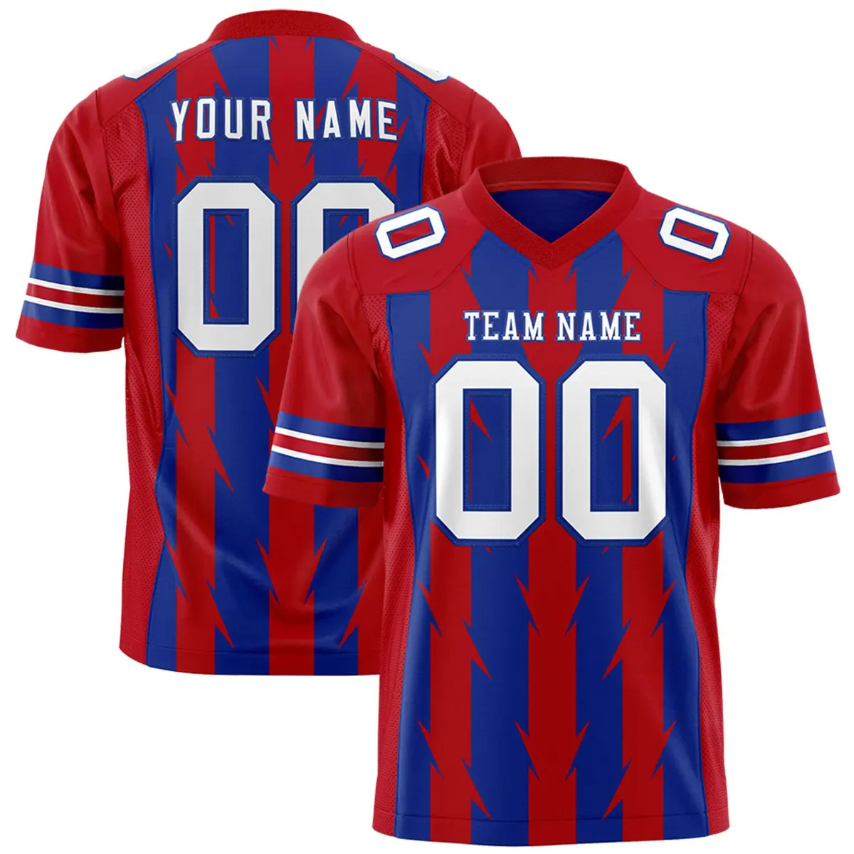 Royal Red Razr Stripe Graffiti Pattern Flag Football Jersey