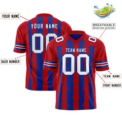 Royal Red Razr Stripe Graffiti Pattern Flag Football Jersey 2