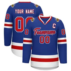Royal Red Royal-White Classic Style Hockey Jersey 1