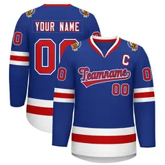 Royal Red Royal-White Classic Style Hockey Jersey 1