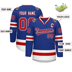 Royal Red Royal-White Classic Style Hockey Jersey 2