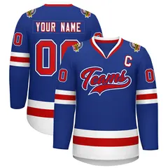 Royal Red Royal-White Classic Style Hockey Jersey 1