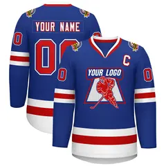 Royal Red Royal-White Classic Style Hockey Jersey 1