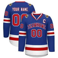 Royal Red Royal-White Classic Style Hockey Jersey 1