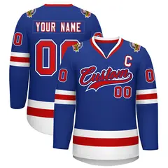 Royal Red Royal-White Classic Style Hockey Jersey 1