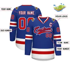 Royal Red Royal-White Classic Style Hockey Jersey 2