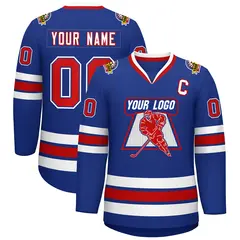 Royal Red Royal-White Classic Style Hockey Jersey 1