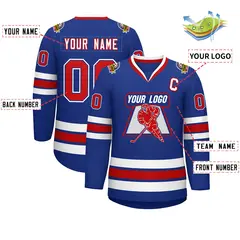 Royal Red Royal-White Classic Style Hockey Jersey 2