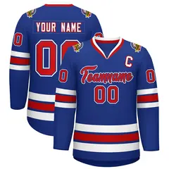 Royal Red Royal-White Classic Style Hockey Jersey 1
