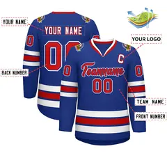 Royal Red Royal-White Classic Style Hockey Jersey 2
