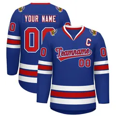 Royal Red Royal-White Classic Style Hockey Jersey 1