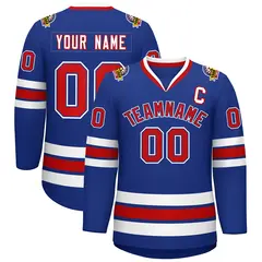 Royal Red Royal-White Classic Style Hockey Jersey 1