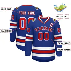 Royal Red Royal-White Classic Style Hockey Jersey 2