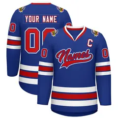 Royal Red Royal-White Classic Style Hockey Jersey 1