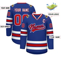 Royal Red Royal-White Classic Style Hockey Jersey 2