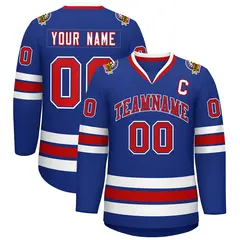 Royal Red Royal-White Classic Style Hockey Jersey 1