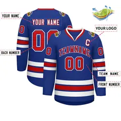 Royal Red Royal-White Classic Style Hockey Jersey 2