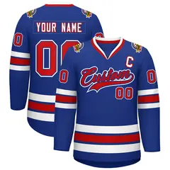 Royal Red Royal-White Classic Style Hockey Jersey 1