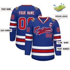 Royal Red Royal-White Classic Style Hockey Jersey 2