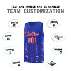 Royal Red Scratches Pattern Basketball Jersey 3