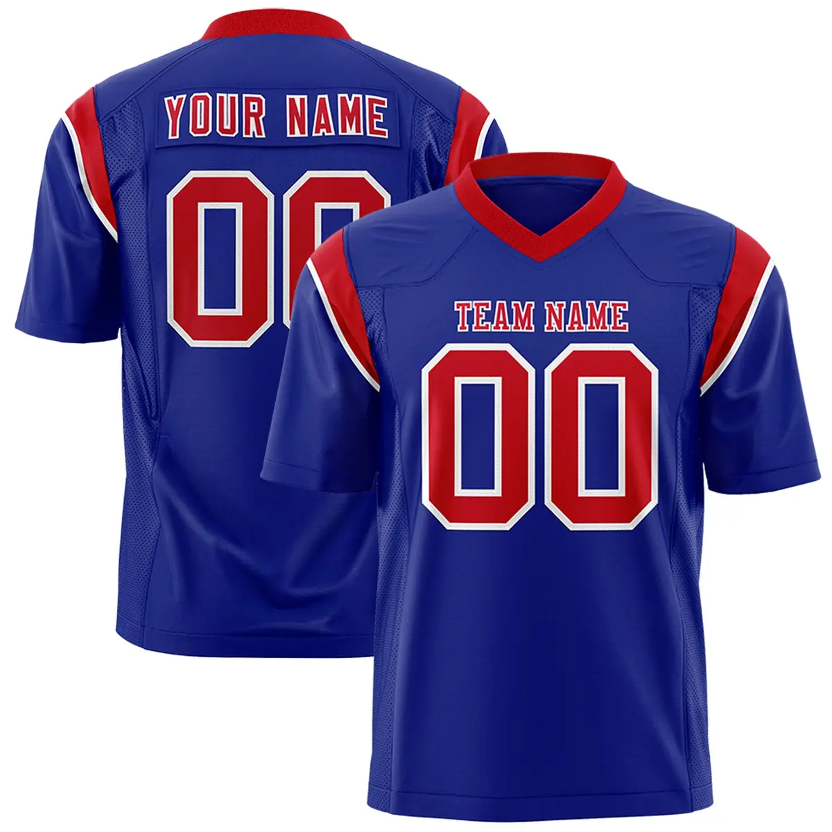 Royal Red Shoulder Cut Two-Tone Flag Football Jersey