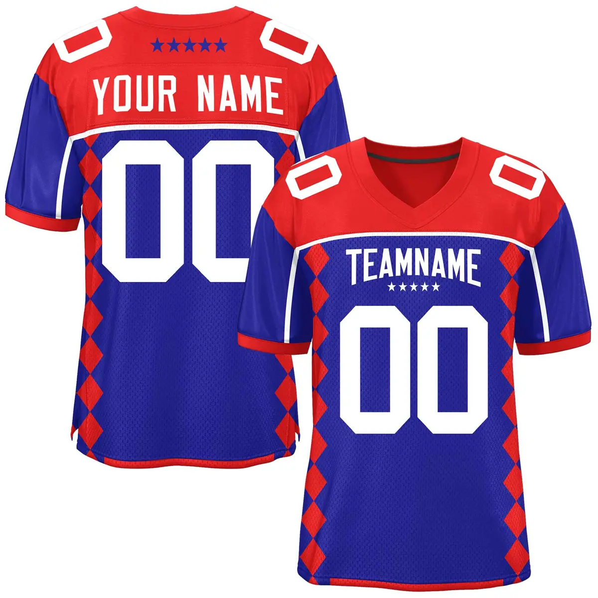 Royal Red Side Blocks Raglan Authentic Football Jersey