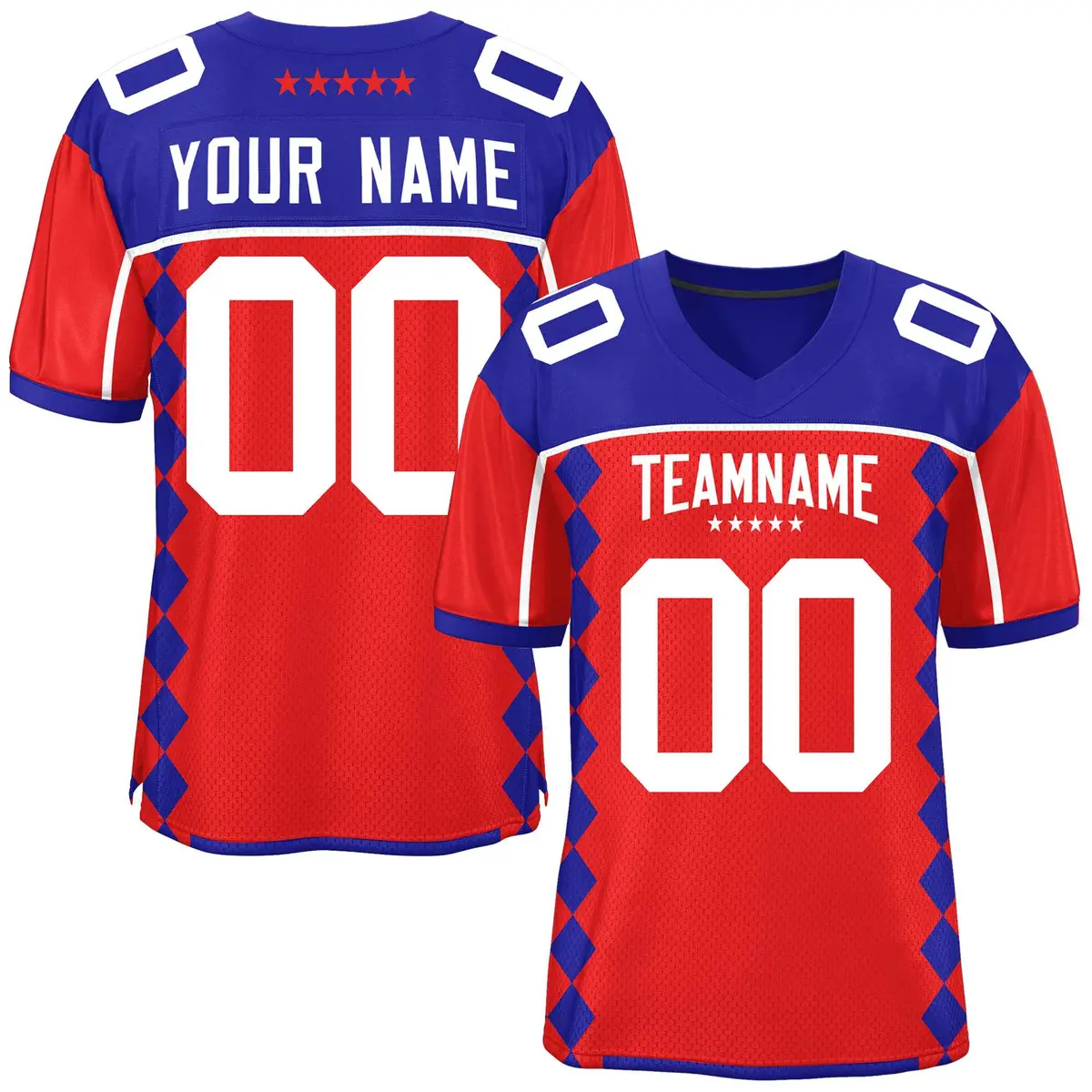 Royal Red Side Blocks Raglan Authentic Football Jersey