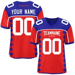 Royal Red Side Blocks Raglan Authentic Football Jersey 1