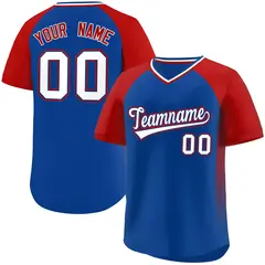 Royal Red Side Spot Raglan Sleeves Pullover Baseball Jersey