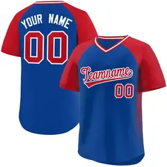 Royal Red Side Spot Raglan Sleeves Pullover Baseball Jersey