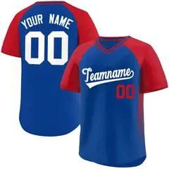 Royal Red Side Spot Raglan Sleeves Pullover Baseball Jersey