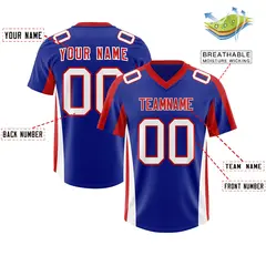 Royal Red Side Stripe Authentic Football Jersey 2