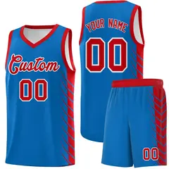 Royal Red Side Symmetrical Line Pattern Basketball Jersey 1