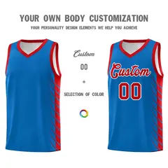 Royal Red Side Symmetrical Line Pattern Basketball Jersey 3