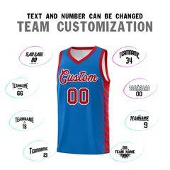 Royal Red Side Symmetrical Line Pattern Basketball Jersey 4